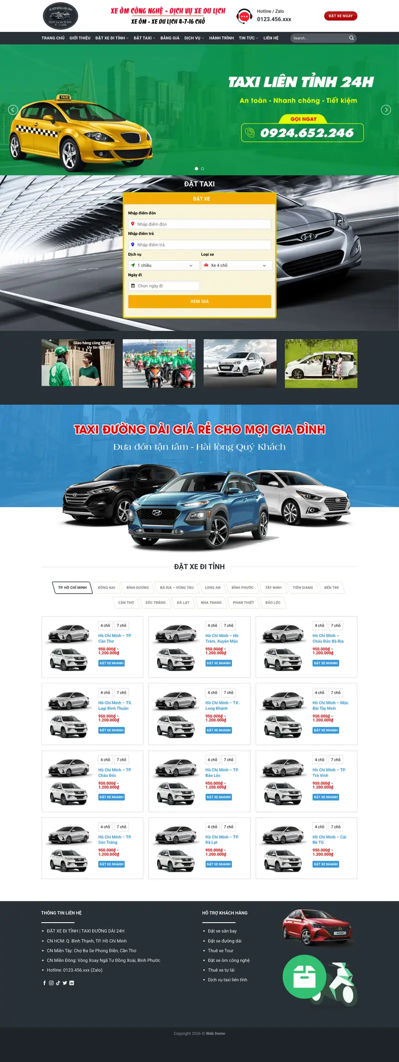 Mẫu web dịch vụ thuê xe taxi 04 – đặt xe – vận chuyển hành khách