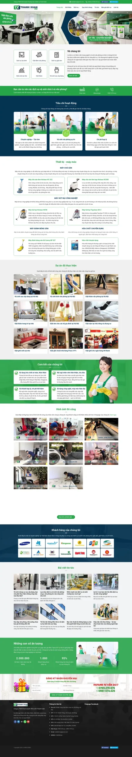 Mẫu web dịch vụ vệ sinh 04 – màn hình 1