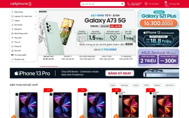 Mẫu web cửa hàng điện thoại laptop phụ kiện – shop online