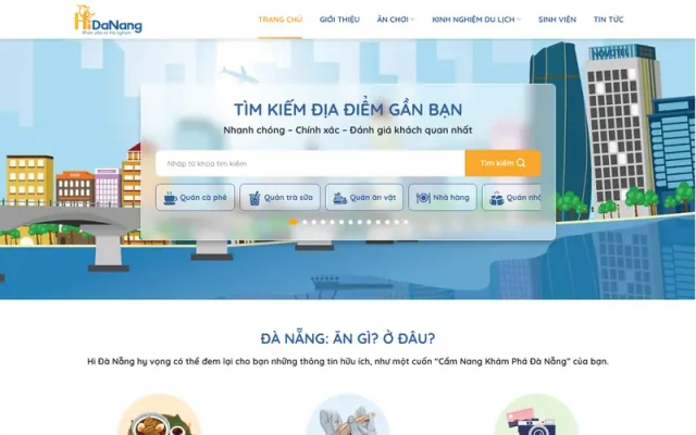 Mẫu web du lịch – tìm kiếm địa điểm