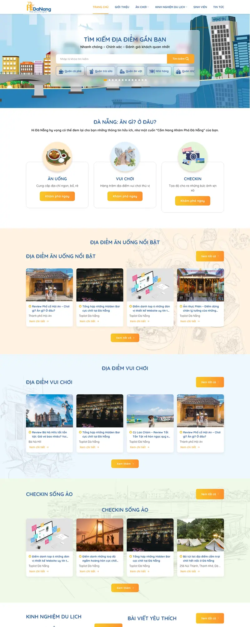 Mẫu web du lịch – tìm kiếm địa điểm