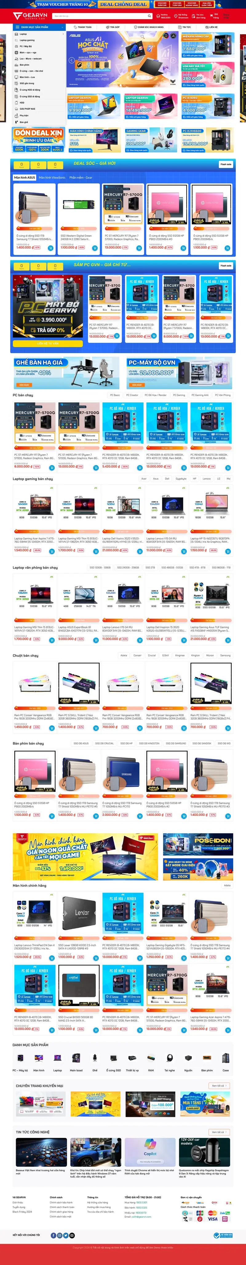 Mẫu web bán máy tính – laptop – shop online