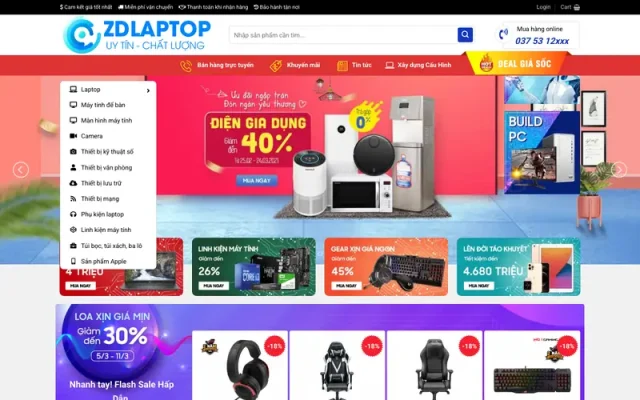 Mẫu web bán máy tính laptop 03 – shop online