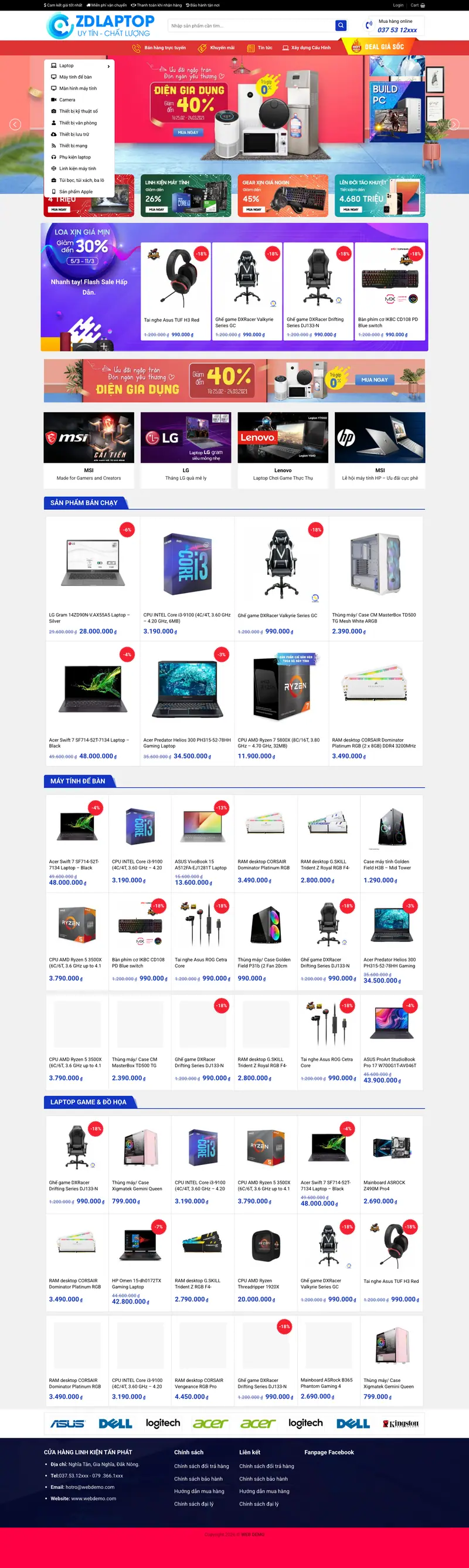 Mẫu web bán máy tính laptop 03 – shop online
