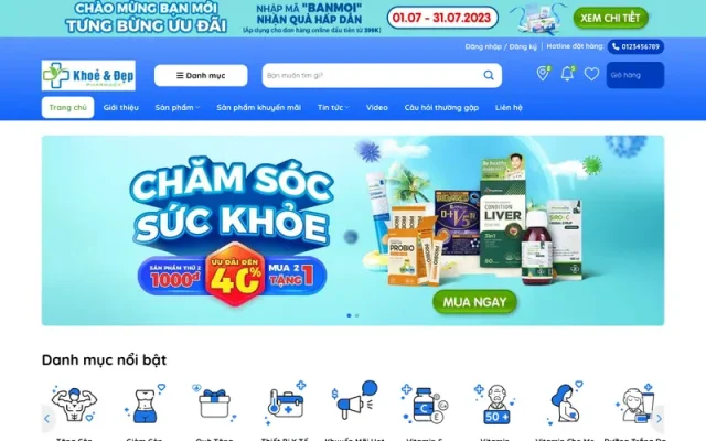 Mẫu web nhà thuốc – cửa hàng dược phẩm – shop online