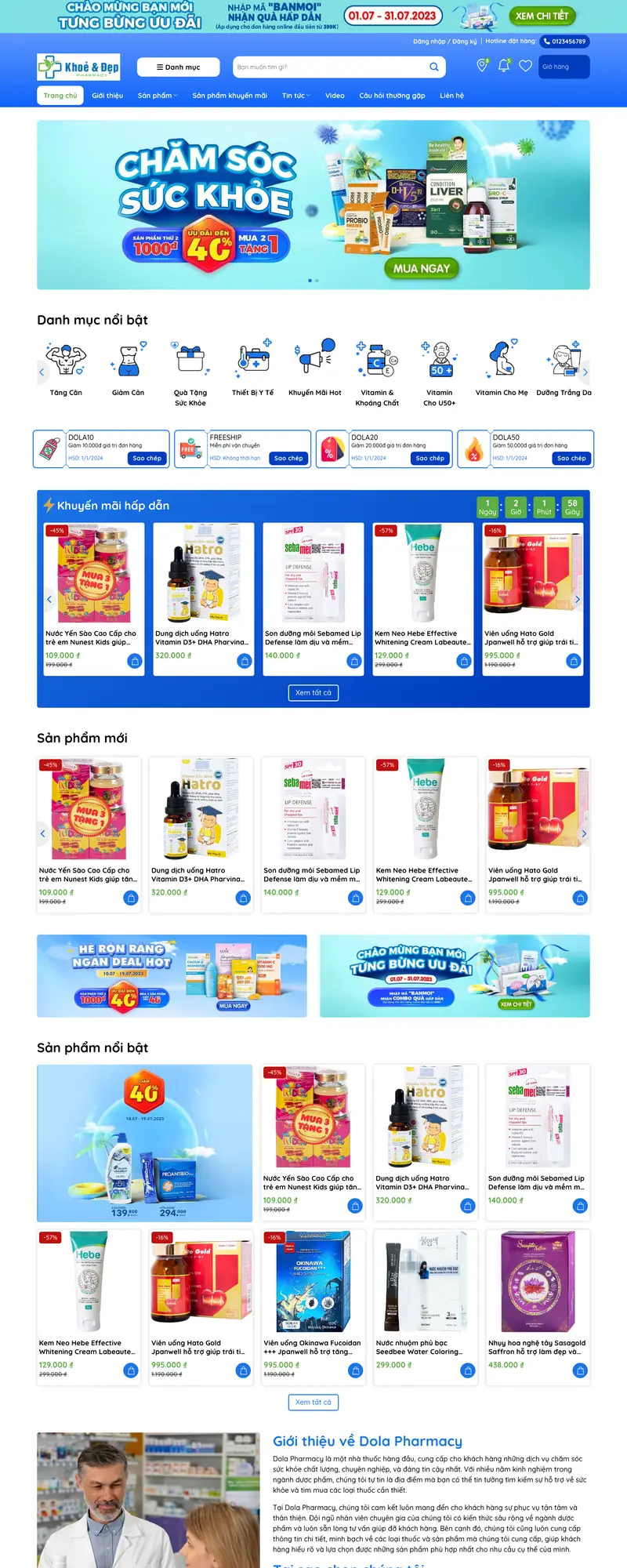 Mẫu web nhà thuốc – cửa hàng dược phẩm – shop online