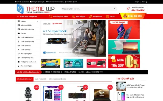 Mẫu web bán máy tính laptop – điện tử công nghệ – shop online