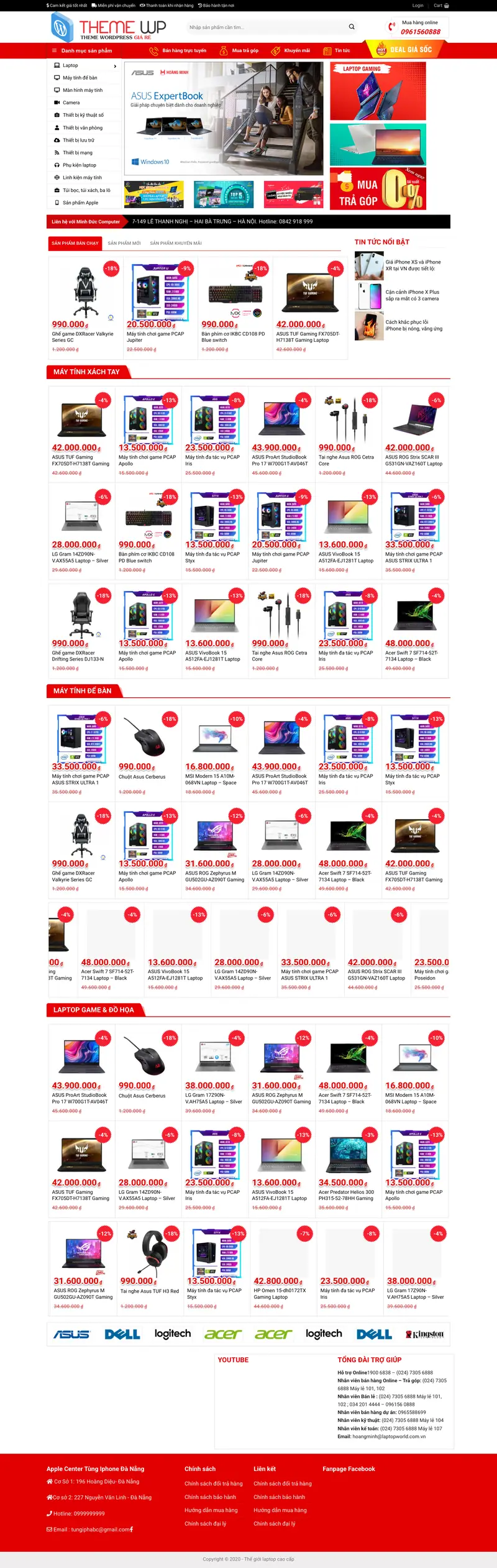 Mẫu web bán máy tính laptop – điện tử công nghệ – shop online