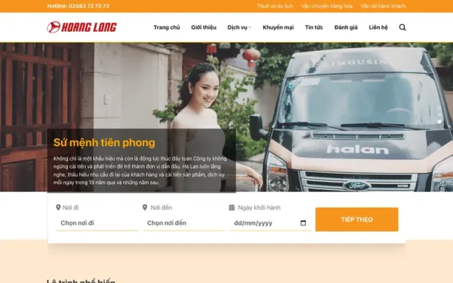 Mẫu web nhà xe – dịch vụ thuê xe – vận chuyển hành khách