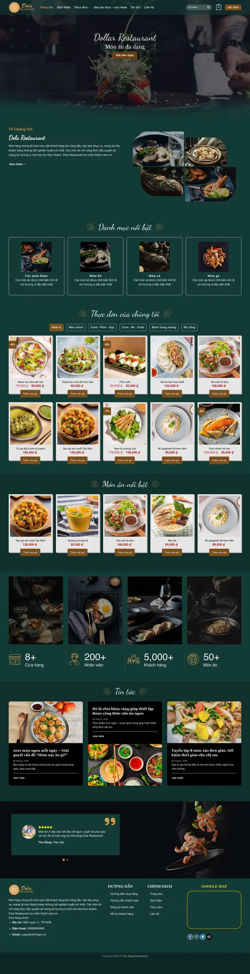 Mẫu web nhà hàng – restaurant