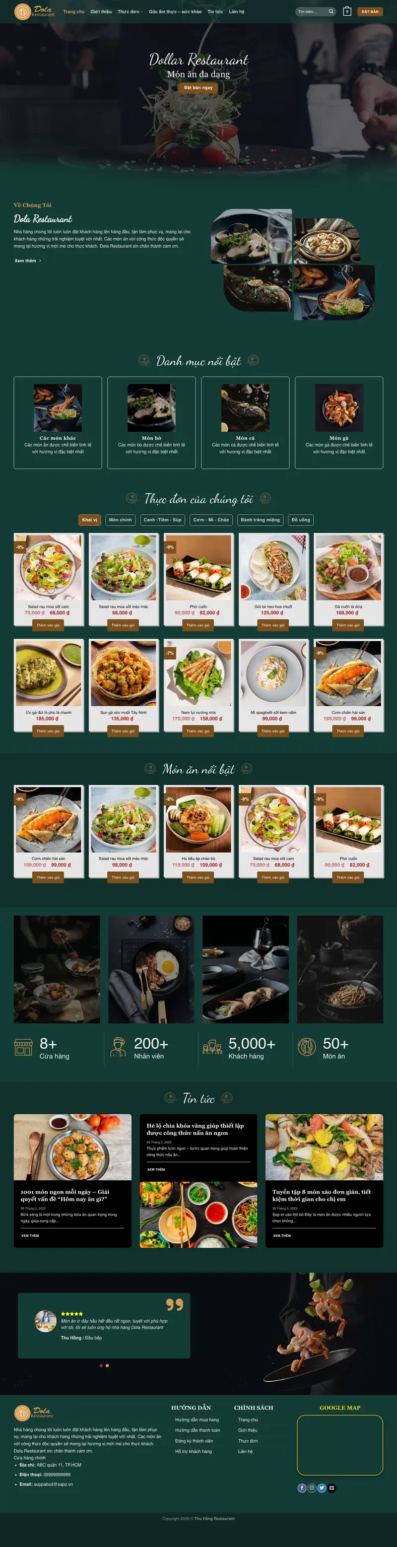 Mẫu web nhà hàng – restaurant