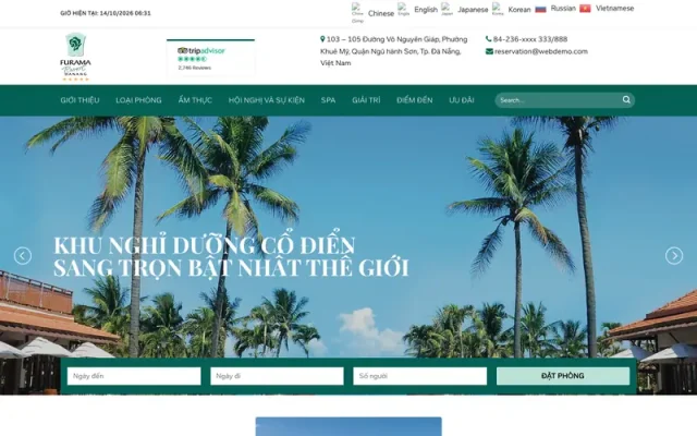 Mẫu web khách sạn 06 – đặt phòng – giới thiệu dịch vụ