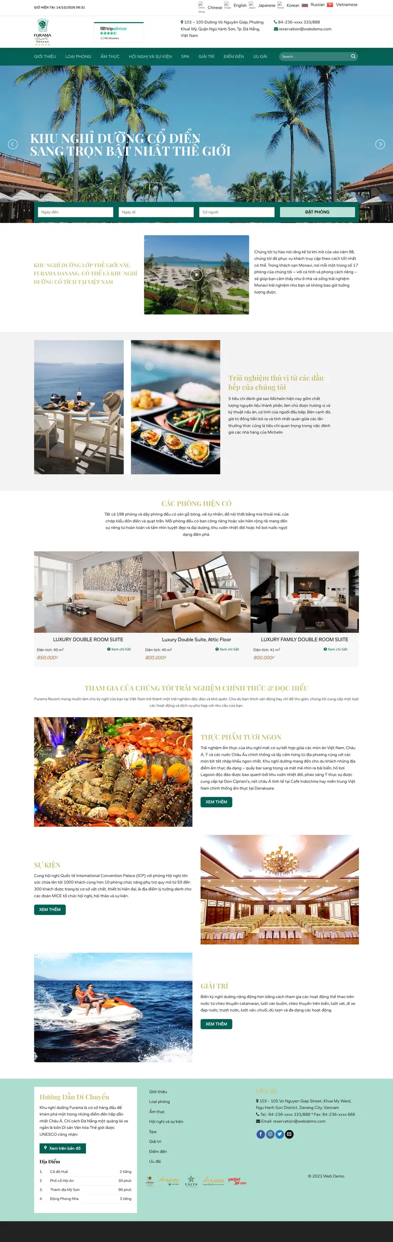 Mẫu web khách sạn 06 – đặt phòng – giới thiệu dịch vụ