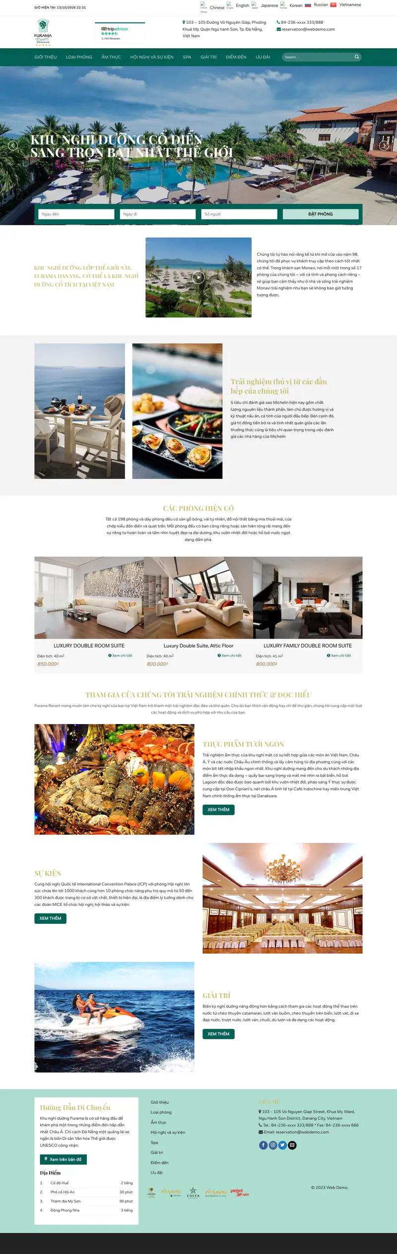 Mẫu web khách sạn 06 – đặt phòng – giới thiệu dịch vụ