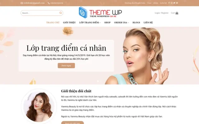 Mẫu web khóa học dạy trang điểm