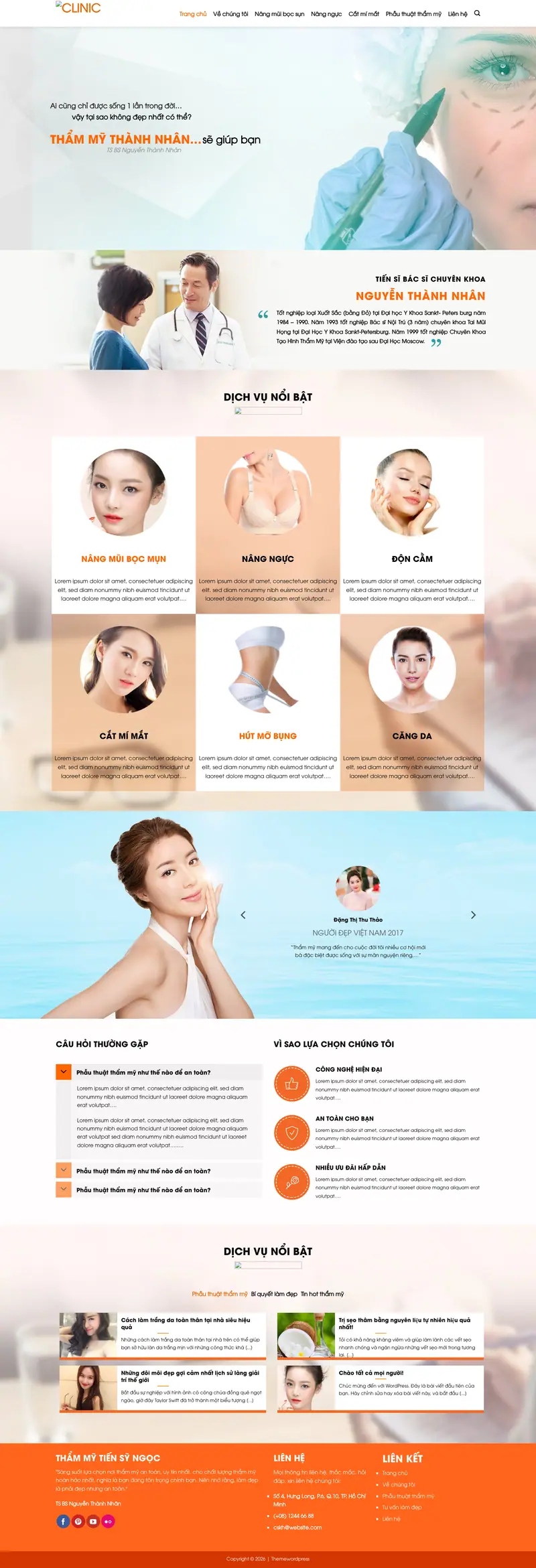 Mẫu web dịch vụ thẩm mỹ phòng khám