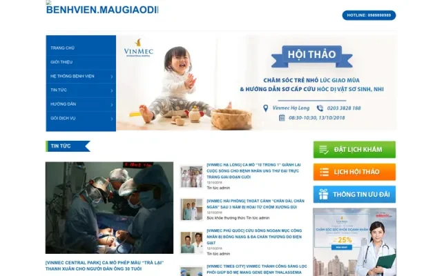 Mẫu web bệnh viện phòng khám – giới thiệu dịch vụ y tế
