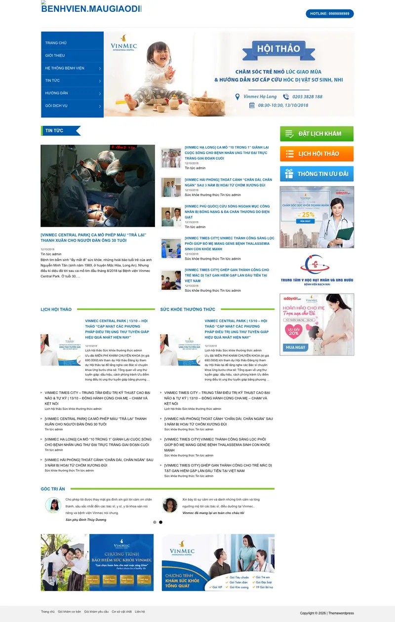 Mẫu web bệnh viện phòng khám – giới thiệu dịch vụ y tế