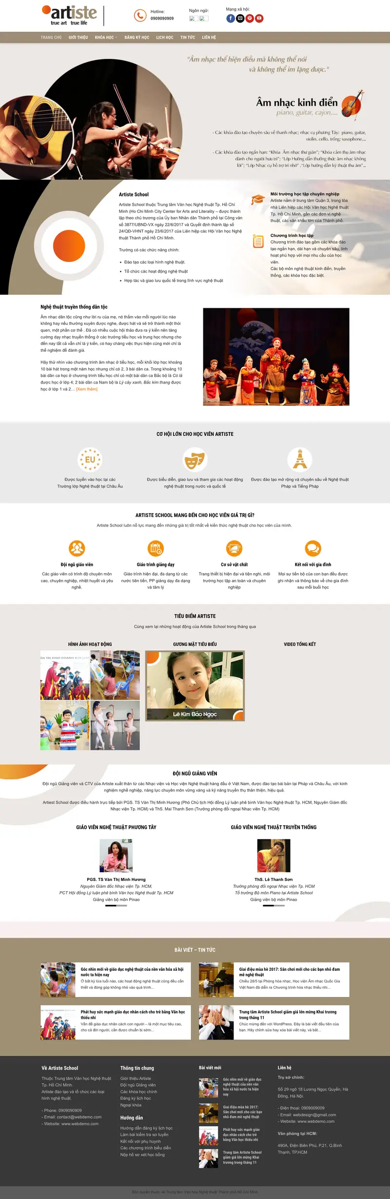 Mẫu web giới thiệu trường nghệ thuật