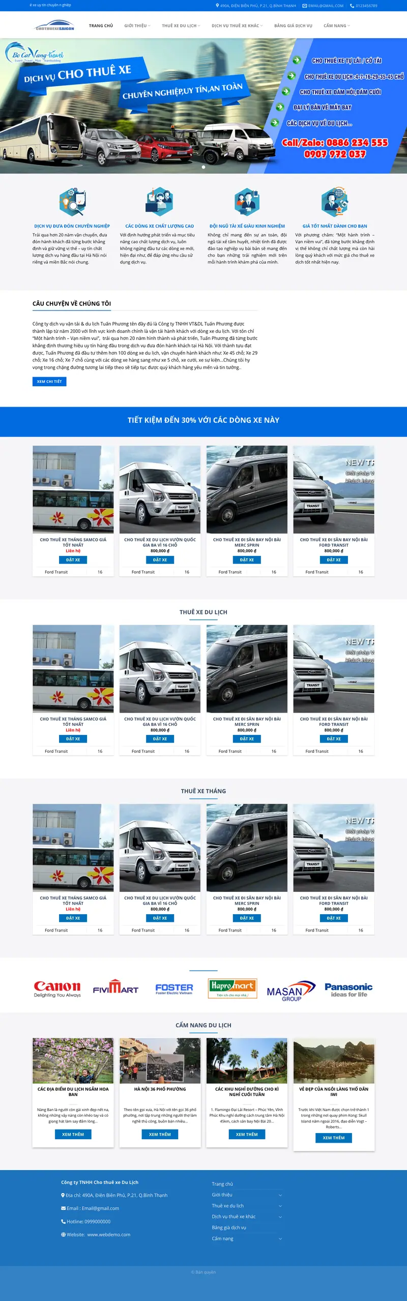 Mẫu web dịch vụ thuê xe 03 – dịch vụ vận tải