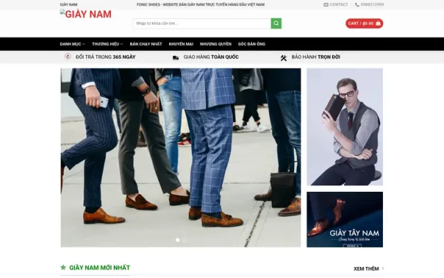Mẫu web bán giày nam – shop online
