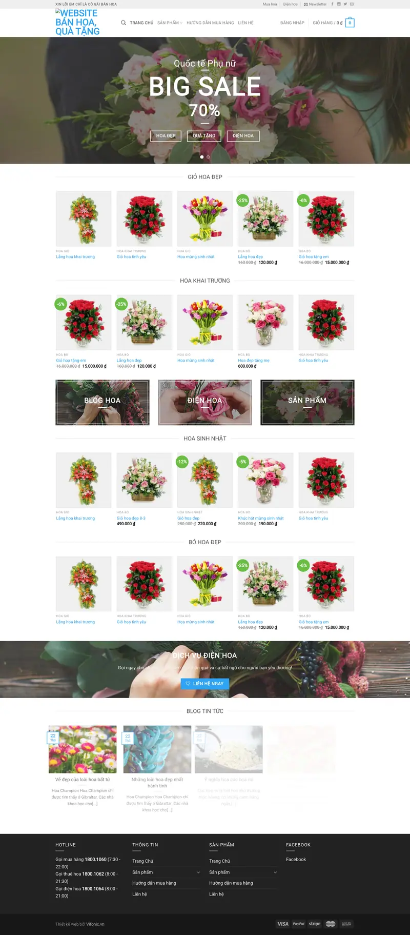 Mẫu web bán hoa tươi hoa trang trí – shop online