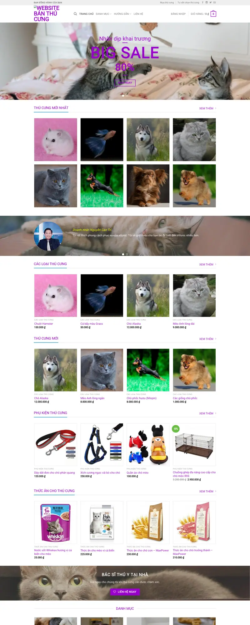 Mẫu web bán thú cưng – shop online