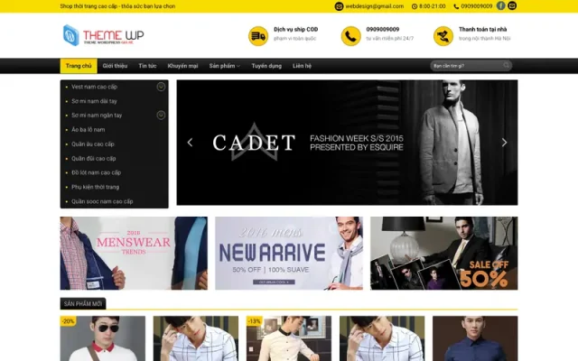 Mẫu web bán thời trang nam – shop online