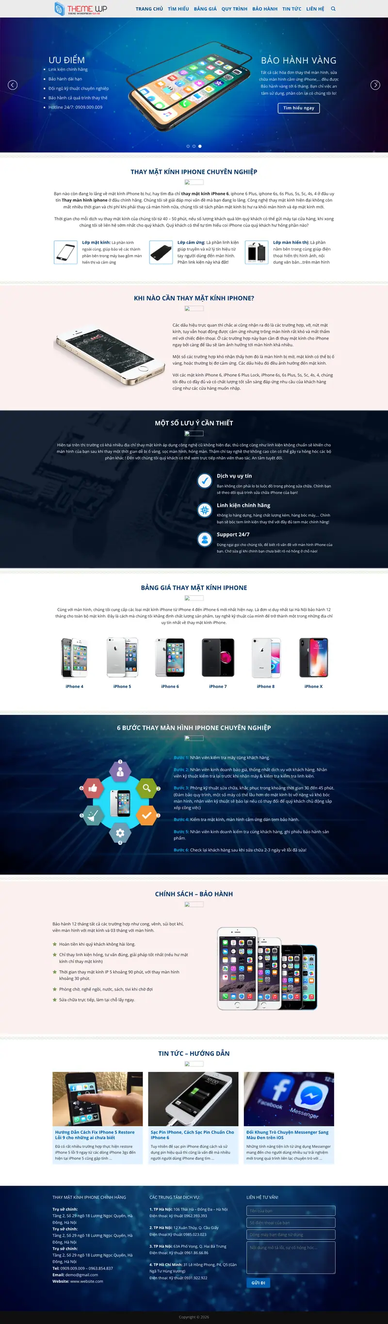 Mẫu web dịch vụ sửa chữa điện thoại di động