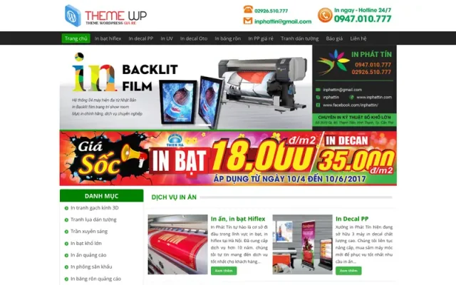 Mẫu web dịch vụ in ấn – văn phòng phẩm