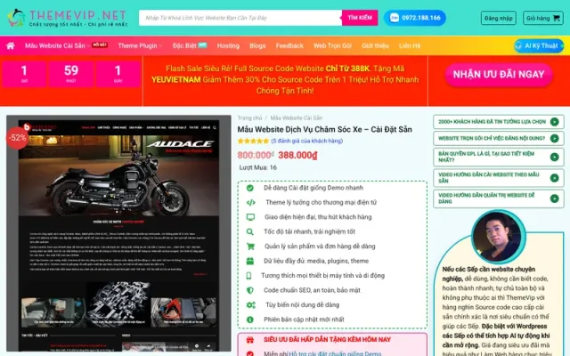 Mẫu web dịch vụ chăm sóc xe