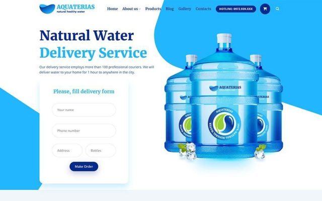 Mẫu web công ty nước tinh khiết đóng chai