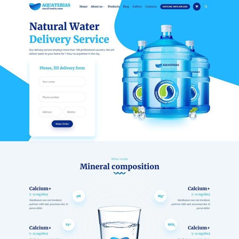 Mẫu web công ty nước tinh khiết đóng chai
