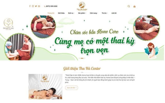 Mẫu web dịch vụ chăm sóc mẹ và bé