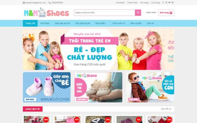 Mẫu web baby shop – đồ mẹ và bé – shop online