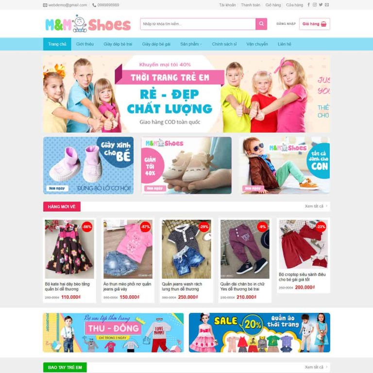 Mẫu web baby shop – đồ mẹ và bé – shop online