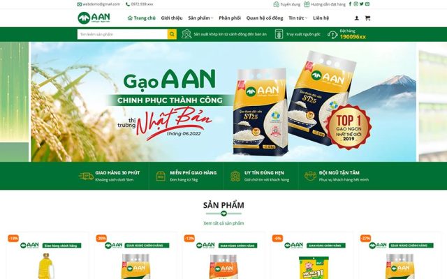 Mẫu web bán gạo, nông sản 08