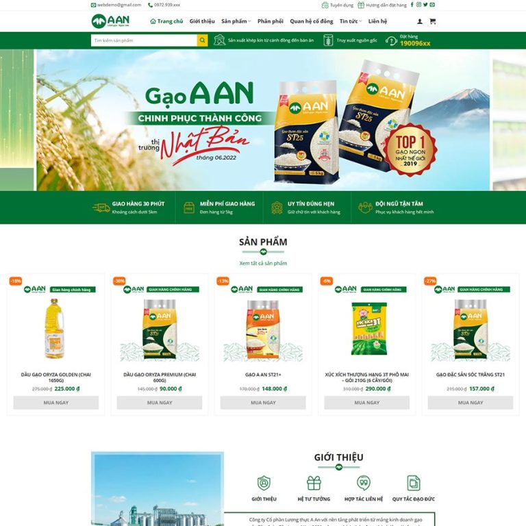 Mẫu web bán gạo, nông sản 08