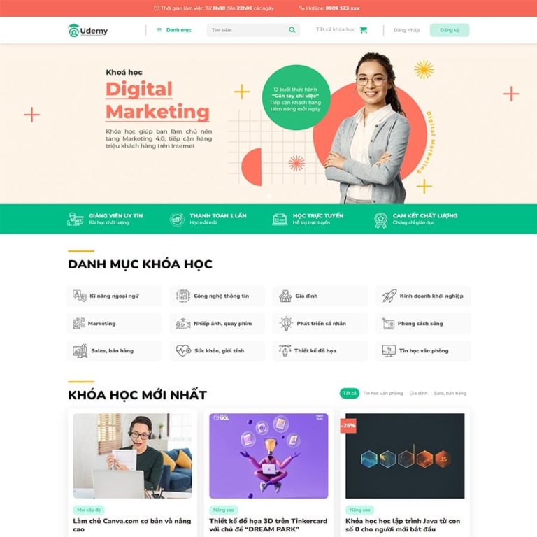 Mẫu web bán khóa học 07