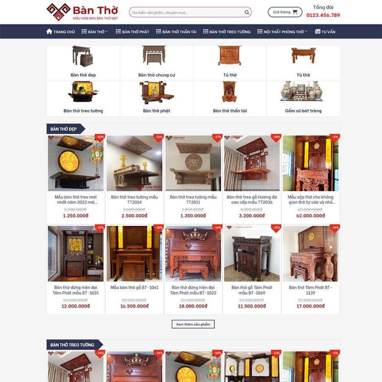 Mẫu web bán bàn thờ – đồ thờ cúng – shop online