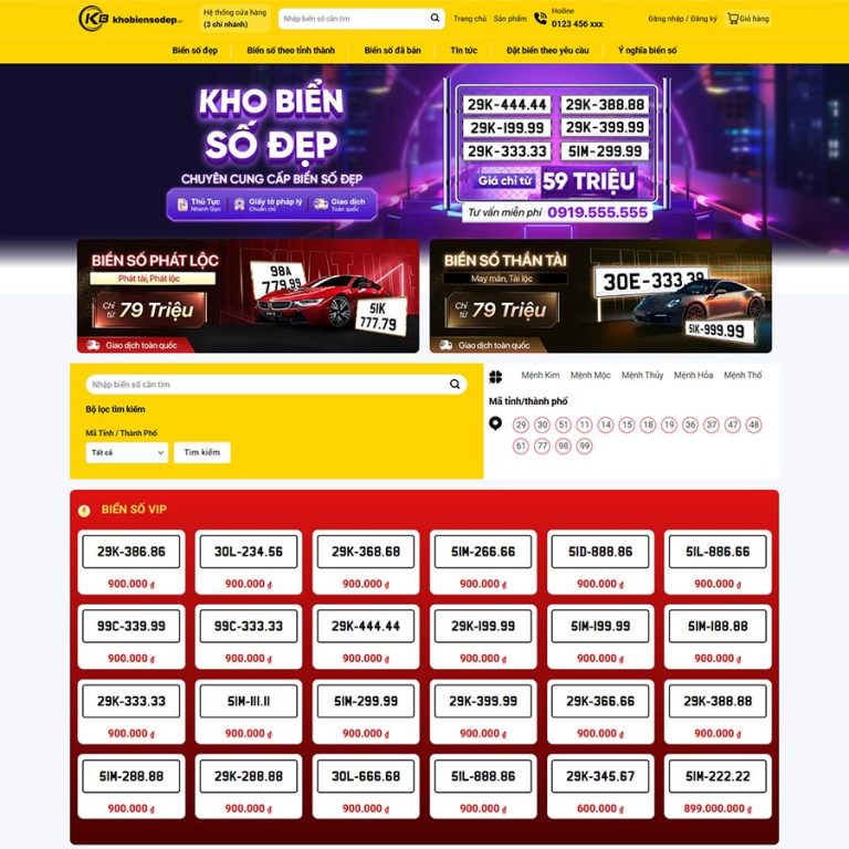 Mẫu web mua bán biển 01