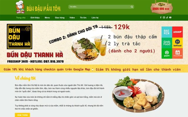 Mẫu web nhà hàng, quán ăn 05