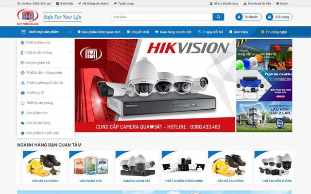 Mẫu web shop camera 04 – thiết bị an ninh – shop online