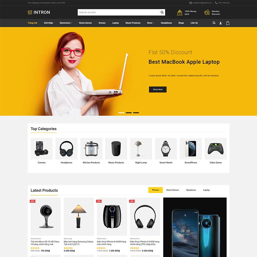 Theme WordPress Bán Đồ Công Nghệ 02 – màn hình 1