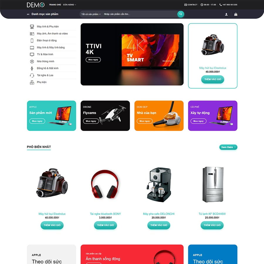 Theme WordPress Bán Đồ Công Nghệ 03 – màn hình 1