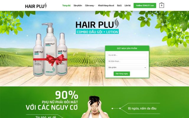 Mẫu web bán dầu gội