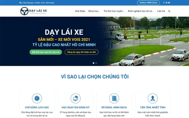 Mẫu web dạy lái xe 02 – đào tạo lái xe