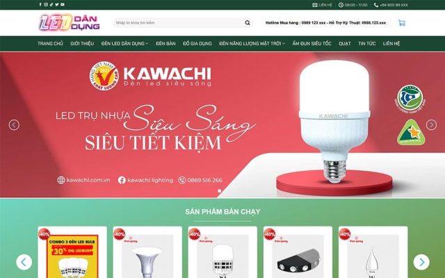 Mẫu web bán đèn led, thiết bị điện 04
