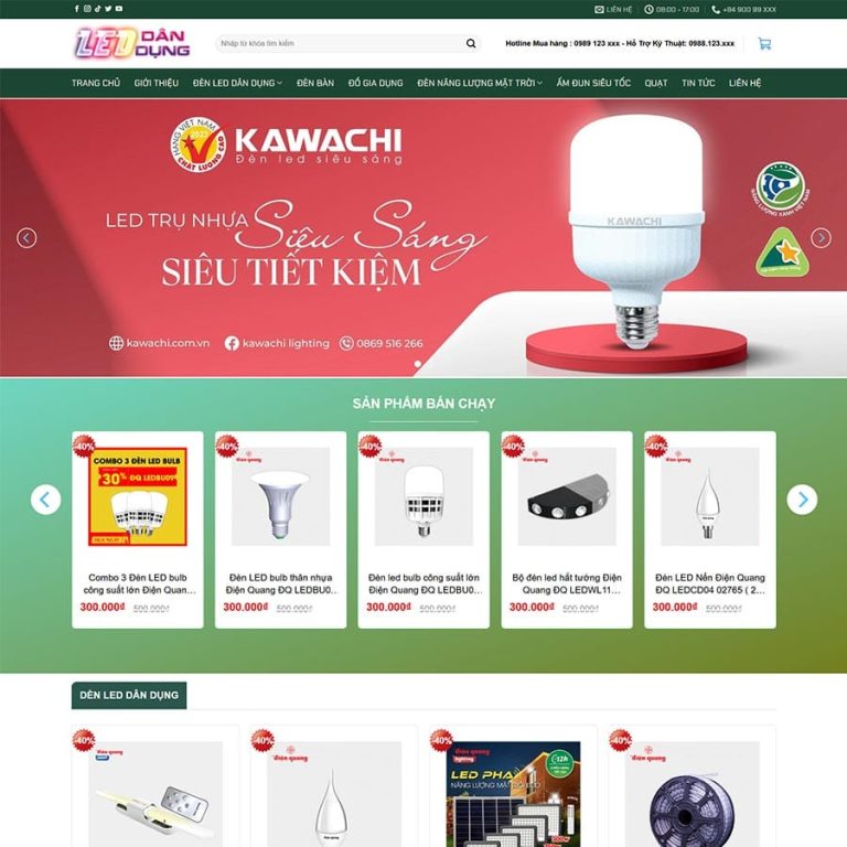 Mẫu web bán đèn led, thiết bị điện 04