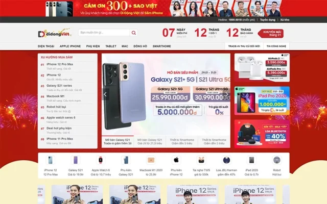 Mẫu web bán điện thoại di động – shop online